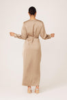 Thalia Ruched Tie Maxi Dres- Sand Dune - Zahraa The Label