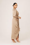 Thalia Ruched Tie Maxi Dres- Sand Dune - Zahraa The Label