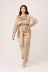 Thalia Ruched Tie Maxi Dres- Sand Dune - Zahraa The Label