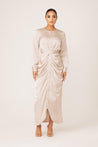 Thalia Ruched Tie Maxi Dress- Sahara - Zahraa The Label