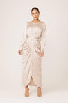 Thalia Ruched Tie Maxi Dress- Sahara - Zahraa The Label