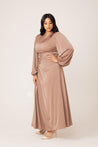 Yvonne Ruched Maxi Dress- Sand - Zahraa The Label